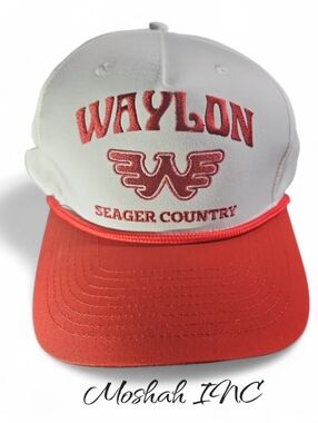 Seager Waylon Jennings Country Hat Cap Red Western Outdoor Snap Back NWOT